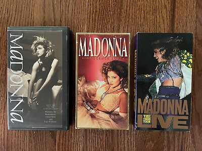 #ad Madonna VHS Lot of 3 Virgin Tour Innocence Lost amp; 4 80s Videos $25.00