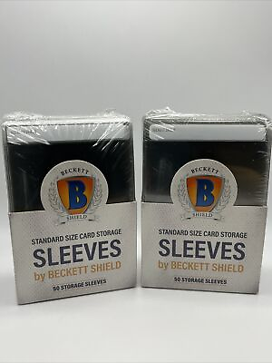 #ad Beckett Shield Standard Size Semi Rigid Sleeves 2 Packs of 50 100 Total $15.50