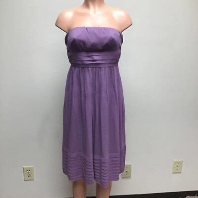 #ad J.Crew Womens Juliet Dress Solid Purple Lined Strapless 100% Silk Chiffon 2 $12.74