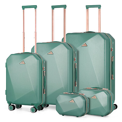 #ad 5 Piece Luggage Set Hardshell Suitcase Durable Travel Trolley w TSA Carry on Bag $90.99