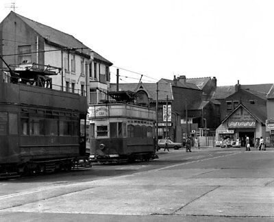 #ad Railway Photo Works trams at Rigby Road Blackpool c1983 GBP 2.00