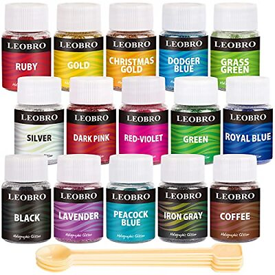 #ad Holographic Fine Glitter LEOBRO 15 Colors Extra Fine Resin Glitter Powder Craf $19.73