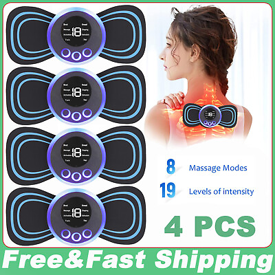 #ad 4 Pcs Portable Mini Electric Neck Back Massager Whole Body Massage Stimulator $12.06