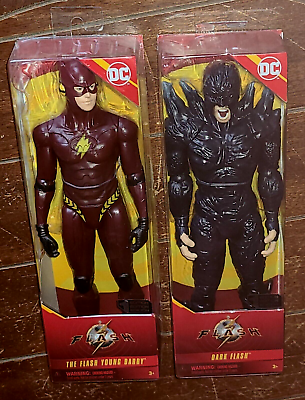 #ad Lot of 2 DC The Flash Movie: 2022 DARK FLASH YOUNG BARRY FLASH 11quot; Figures $41.99
