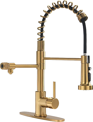 #ad Brushed Gold Drinking Water Faucet 3 In1 Commercial Style Pull Down Single Handl $228.99