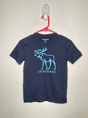 #ad Abercrombie Kids Logo Shirt Boys Size 13 14 Short Sleeve Blue Embroidered $7.79