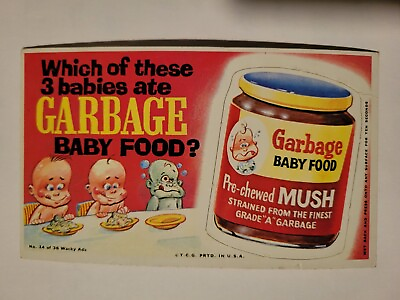 #ad Original 1969 Topps Wacky Package Ads #14 Garbage Baby Food Long Perfs $12.95