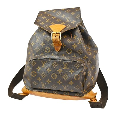 #ad LOUIS VUITTON Montsouris GM Backpack Bag Monogram Leather Brown M51135 33EA888 $298.00