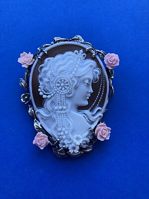 #ad AMAZING SHELL CAMEO MUSEUM QUALITY HANDMADE SILVER MOUNTED FREE SHIPMENT $520.00