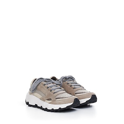 #ad BRUNELLO CUCINELLI 1395$ TREKK Leather Panelled Low Top Sneakers In Beige amp; Grey $580.00