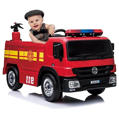 #ad Kids 12V Ride On Fire Truck Battery Powered Toy Car W Remote Control 3 6 Years $276.90