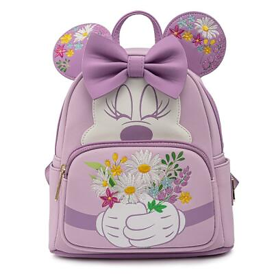 #ad Minnie Mouse Backpack Minnie Holding Flowers Lavender Disney amp; Loungefly SEALED $79.99