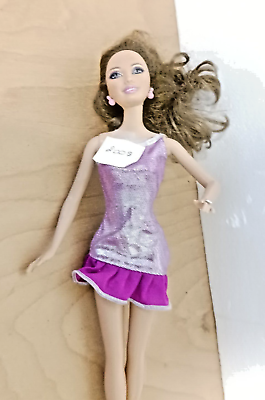 #ad Barbie 2009 Doll Brown Hair Gold Eyes Articulated wrist only jointed limbs $12.95