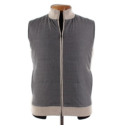 #ad Luciano Barbera NWT Wool Silk Cashmere Vest Size 54 XL US In Gray amp; Beige $404.99
