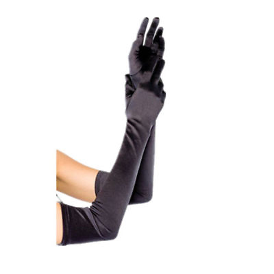 #ad BLACK Women Evening Party Wedding Opera Arm Finger Elbow Long Satin Gloves USA $6.00