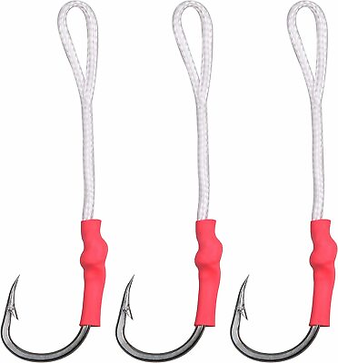 #ad 30 50PCS Stainless Steel Assist Hooks Jigging Fishing Hook with PE Line 1 0 10 0 $28.99