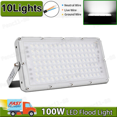 #ad 10X 100W LED Flood Light Cool White Module Spotlight Bright Stadium Outdoor Lamp $136.99
