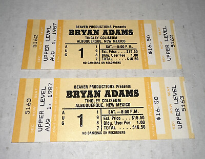 #ad Bryan Adams New Mexico Full Music Concert Ticket Stub Tingley Coliseum 8 1 87 $18.74