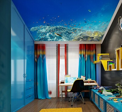 #ad 3D Blue Ocean Fish NA2631 Ceiling WallPaper Murals Wall Print Decal AJ US Fay $296.99