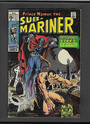 #ad Sub Mariner #22 1968 Series Fine 6.5 Doctor Strange Cover amp; Story $29.75