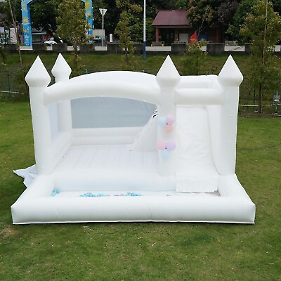 #ad #ad 15x15FT PVC Inflatable White Bounce House Castle with Slides amp; Ball Pit for Kids $1398.66