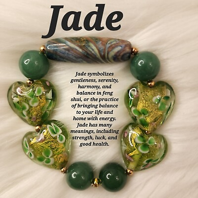 #ad Healing Stone Stretch Bracelet 12mm Natural Jade Gemstone thick stackable USA $59.99