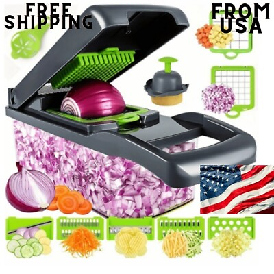 #ad 14 In 1 Multifunctional Vegetable Chopper Cutter Vegetable Dicer Slicer Cutter $13.49