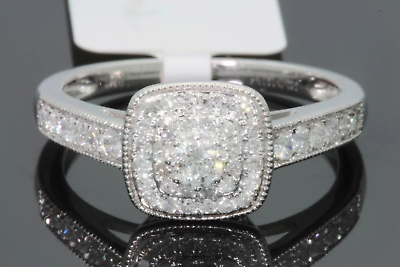 #ad 10K WHITE GOLD .55 CARAT WOMENS REAL DIAMOND BRIDAL WEDDING RING ENGAGEMENT RING $350.00