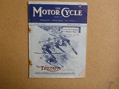 #ad 1947 THE MOTOR CYCLE MAGAZINE APRIL 3rd TRIUMPH AU $18.00