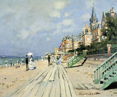 #ad Beach at trouville by Claude Monet art painting print $7.99
