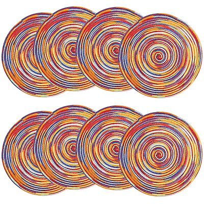 #ad #ad Colorful Round Placemats Set of 8 Braided Rainbow Table Mats for Kitchen 15 in $17.99
