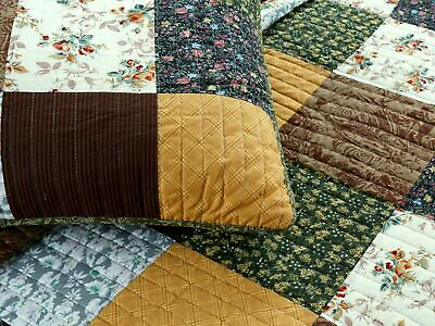 #ad COZY AUTUMN cotton COUNTRY GREEN YELLOW BROWN GREY LOG CABIN LODGE QUILT SET NEW $146.32