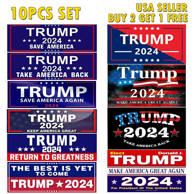 #ad 10PCS Set Trump 2024 Bumper Sticker Stickers Take Save America Back Donald MAGA $7.99