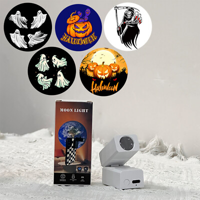 #ad Small Halloween Led Lamp Decoration Projector Night Earth Moon Battery Light $6.60