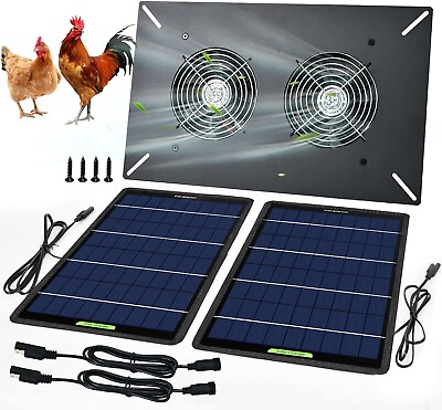 #ad Solar Waterproof Solar Powered Fan Kit 20W Solar Panel 2 Pcs High Speed DC Brus $79.69