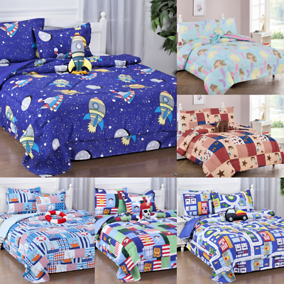 #ad NEW BEDROOM KID BED IN A BAG COMFORTER SHEET COMPLETE BEDDING SET TWIN FULL SIZE $39.10