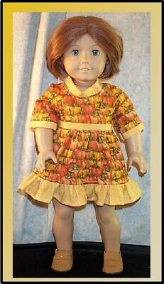 #ad Doll Clothes Made 2 Fit American Girl 18quot; inch Dress Pumpkins Orange Green $9.75