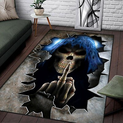 #ad Creepy Skull Death Combo Rug $54.95
