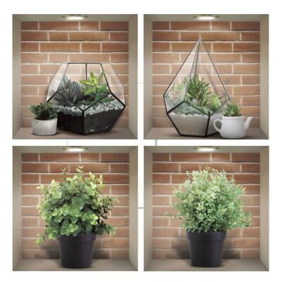 #ad 4Pcs 12X12inch 3D Plant Wall Stickers Creative Peel and Stick Home Art Room AU $15.05