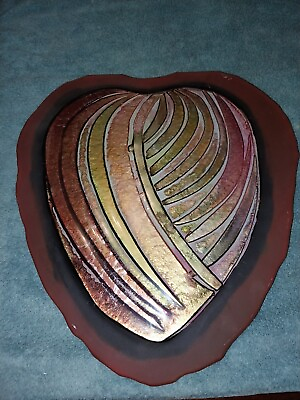 #ad Virginia Gabaldo Multicolored Relief Art Heart Sculpture $71.50