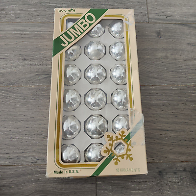 #ad Vintage Pyramid JUMBO Silver Mercury Glass Christmas Ornament Balls 18 In Box $12.99