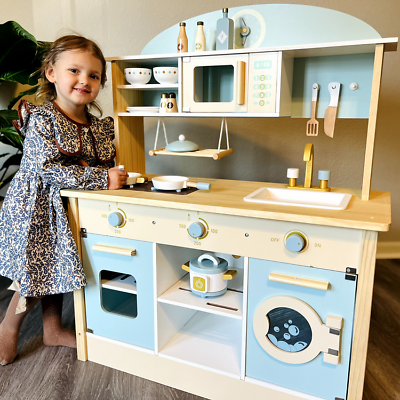 #ad ROBUD Wooden Kitchen Kids Pretend Play Kitchen Playset Toddlers Toy Kitchen Gift $119.99
