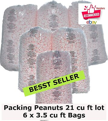#ad 6 Large Bags Packing Peanuts 21 cu ft Pink Anti Static Popcorn Free Shipping $105.56