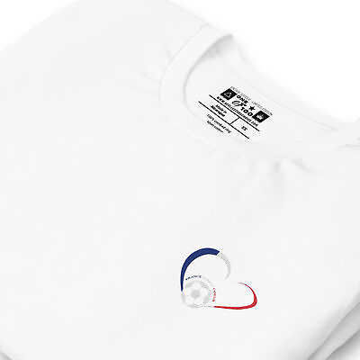 #ad Brand New Soccer White France Heart Embroided World Cup Premium Tee Shirt $45.00
