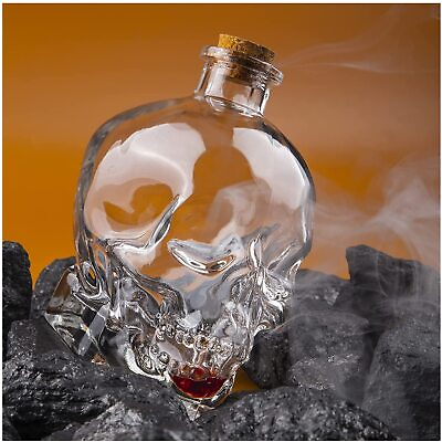 #ad 120Ml Crystal Glass Skull Bottle Halloween Skull Glass Potion Bottle $14.16
