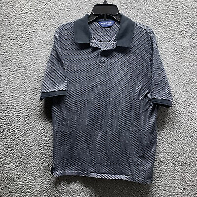 #ad Ralph Lauren Polo Shirt Adult Medium Blue Gray Diamonds Soft Pima Cotton Mens $10.31