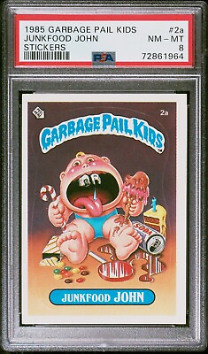 #ad 1985 Topps OS1 Garbage Pail Kids Series 1 Junkfood John 2a Matte Card PSA 8 NM M $142.45