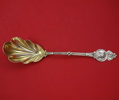 #ad Medallion by Koehler and Ritter Sterling Silver Berry Spoon Gold Washed 9 1 2quot; $389.00