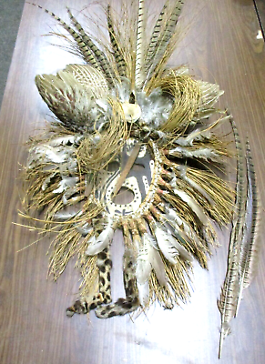 #ad Vintage Feathered African? Witch Doctor Tribal Ceremony Mask $124.98