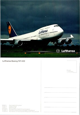 #ad Lufthansa 747 400 Commercial Passenger Jet Plane Runway VTG Postcard $9.89